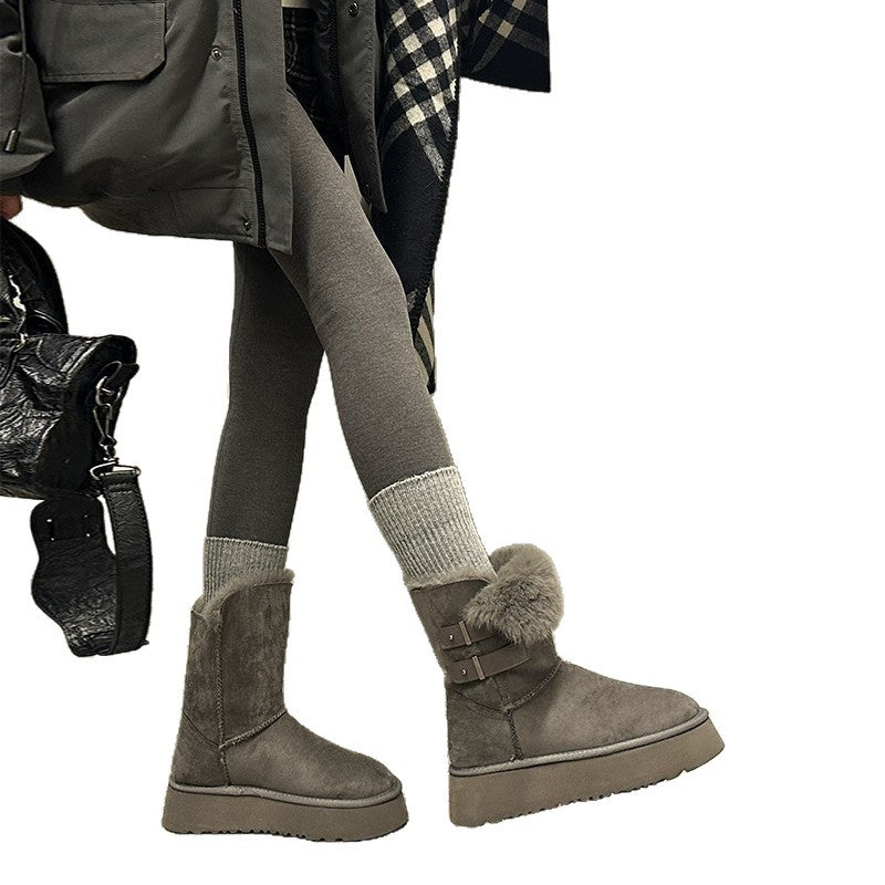 Damen kuschelige Winterstiefel mit verstellbarem Riemen und Soft-Futter R&B