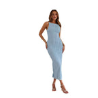 Damen Figurbetontes Langkleid mit schmalen Trägern und schickem Ripp-Design R&B