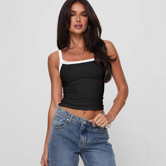 Damen Top mit Spitzenakzenten R&B