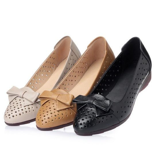 Damen Luftige Ballerinas mit elegantem Schleifen-Detail und atmungsaktiven Perforationen R&B