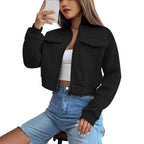 Damen modische Kurzjacke mit praktischen Aufsatztaschen und sportlichem Schnitt R&B