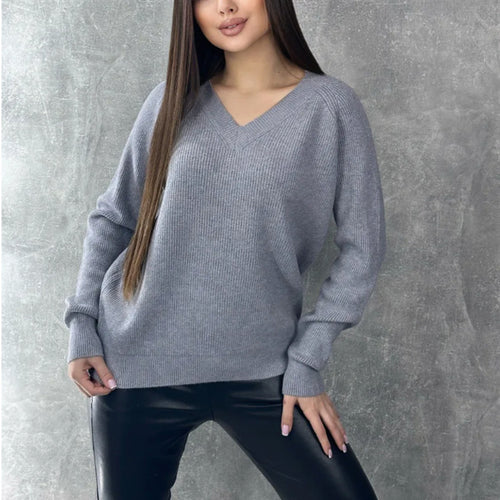 Damen V-Ausschnitt Pullover R&B