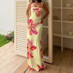 Damen Maxikleid mit floralem Design und Spaghettiträgern R&B