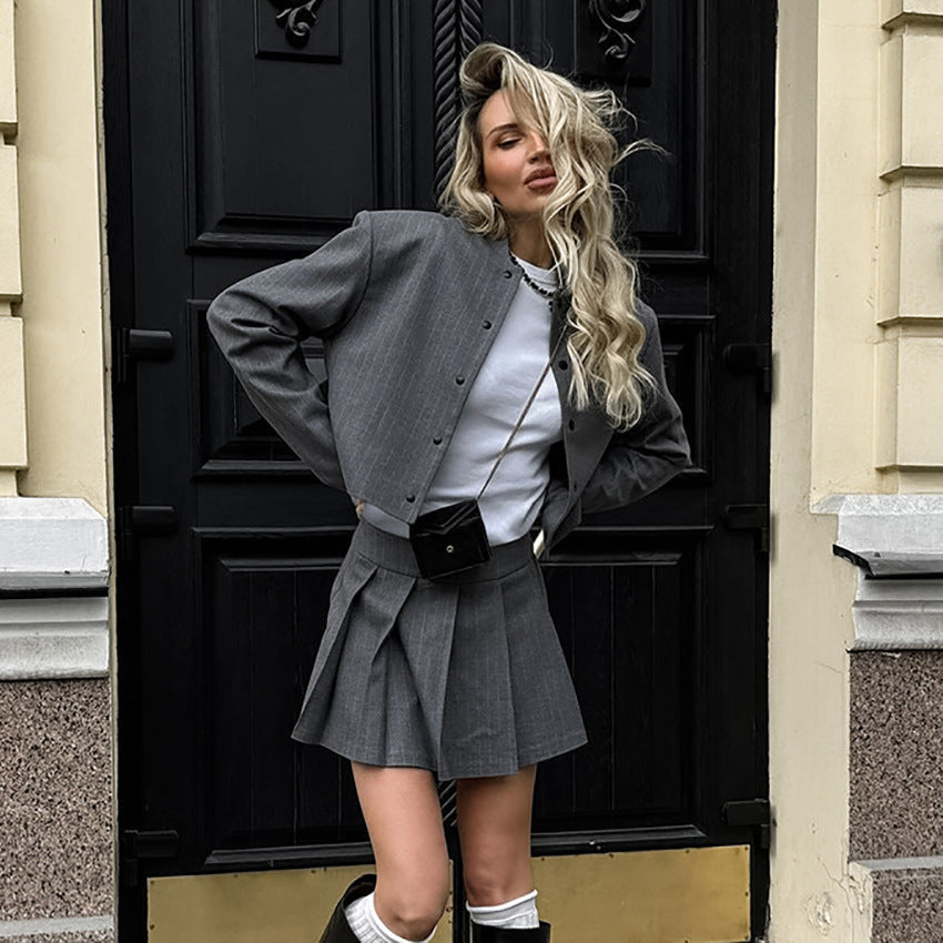 Damen Modischer Cropped Blazer mit klassischen Schultern R&B