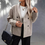 Damen Modische Wolljacke im eleganten Look mit doppelter Knopfreihe R&B