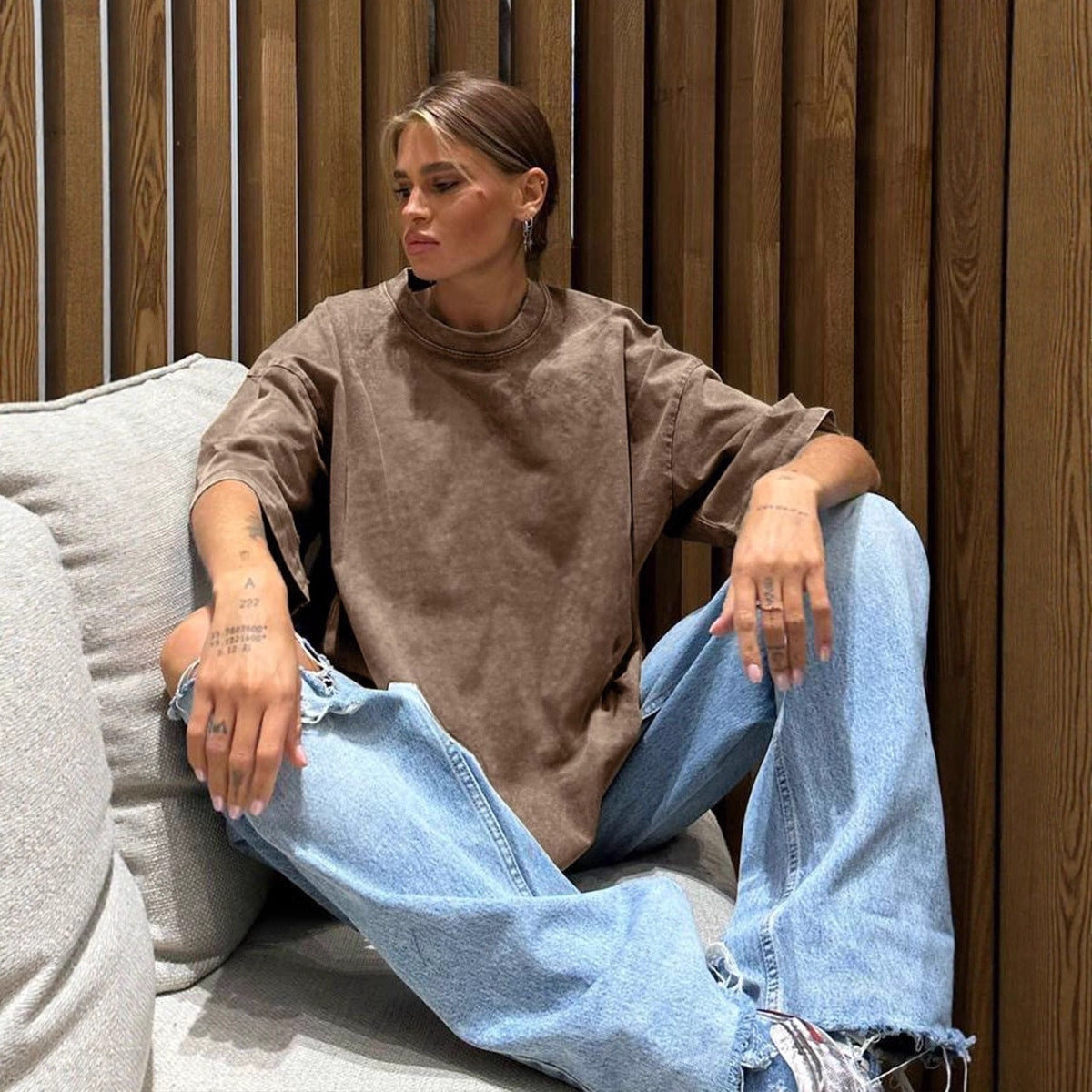 Damen Oversized T-Shirt aus hochwertiger Baumwolle R&B