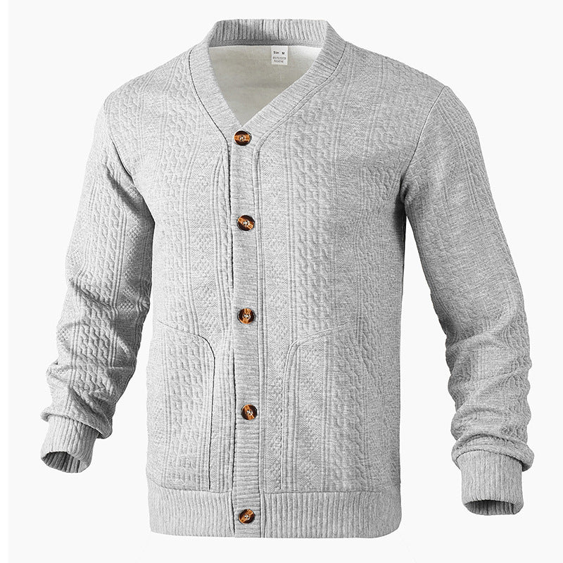 Herren Strickjacke mit strukturierter Oberfläche und praktischen Taschen R&B