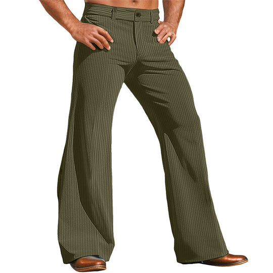 Herren elegante Flared Hose im Vintage-Stil mit Streifenmuster R&B