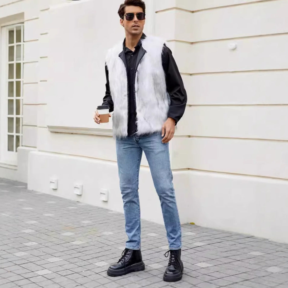 Herren Kunstpelz Weste im modernen Design R&B