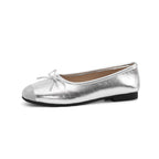 Damen modische Ballerinas mit schimmerndem Obermaterial und zartem Schleifendetail