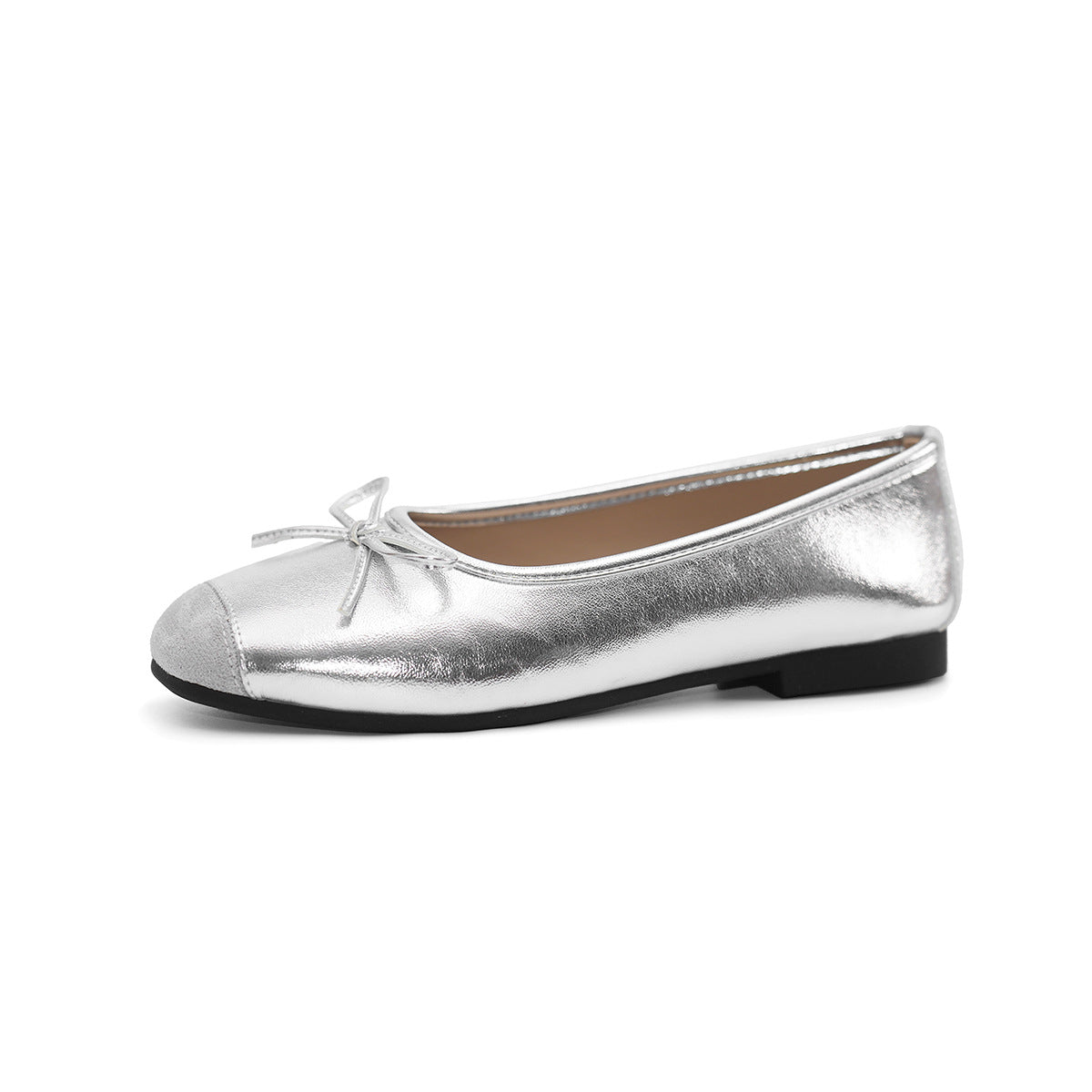 Damen modische Ballerinas mit schimmerndem Obermaterial und zartem Schleifendetail