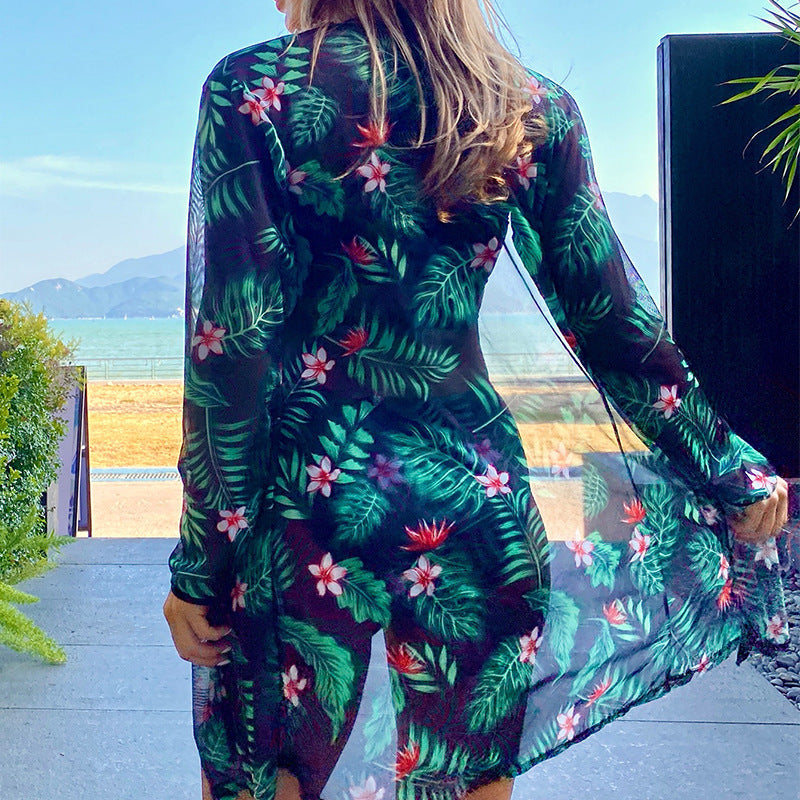 Damen Badeanzug mit floralem Kimono
