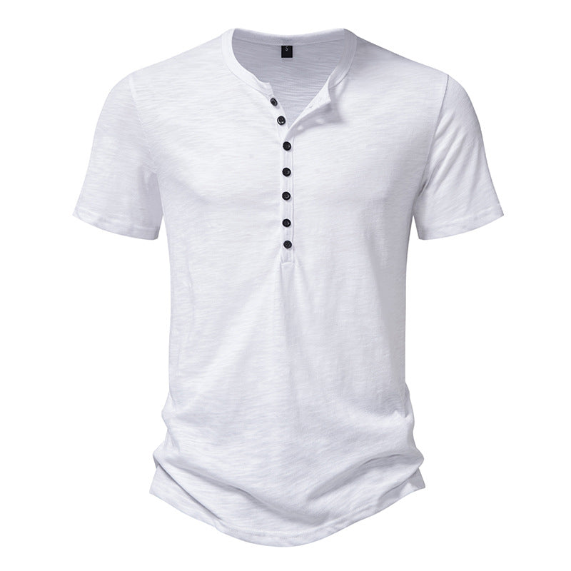 Herren Kurzarm Henley-Shirt mit dekorativer Knopfleiste R&B