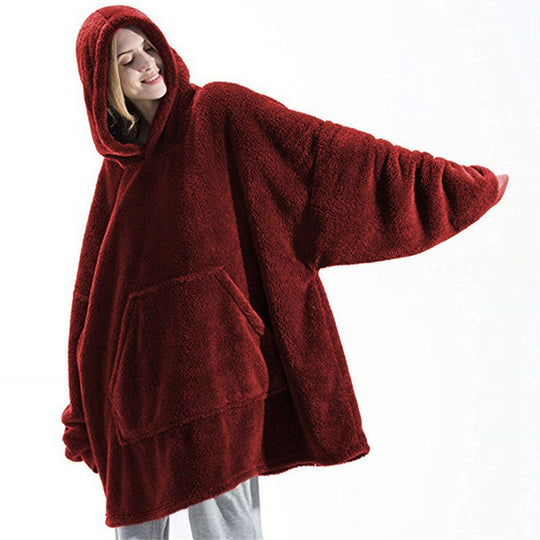 Damen oversize Fleece-Hoodie mit Kängurutasche und Kapuze R&B