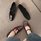 Damen Elegante Ballerinas mit komfortablem Riemchen und feiner Brogue-Verzierung R&B