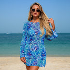 Damen Strandkleid mit langem Arm und bezauberndem Muschelmuster R&B