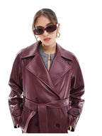 Damen modische Trenchjacke aus veganem R&B