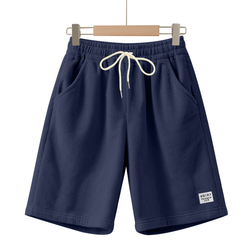 Herren nan knielange Lounge-Shorts im Rippenstrukturjersey mit elastischem Kordelzugbund und aufgesetzten Eingrifftaschen R&B