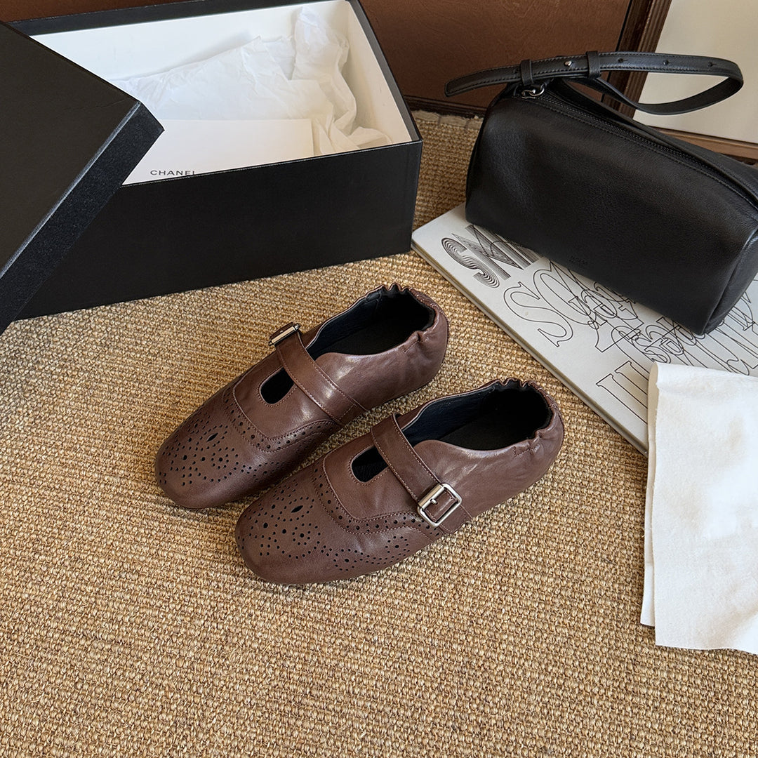 Damen Elegante Mokassins mit modischem Riemen und atmungsaktiver Innensohle R&B