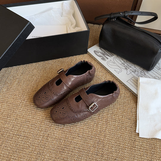 Damen Elegante Mokassins mit modischem Riemen und atmungsaktiver Innensohle R&B