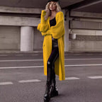 Damen Langer Strickcardigan mit tieferem Rückensaum und lässigem Schnitt R&B