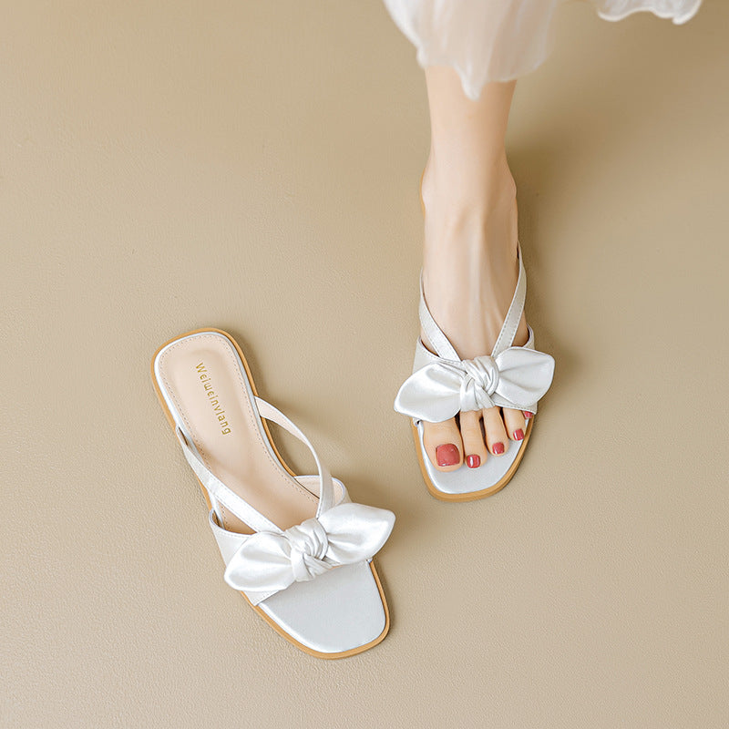 Damen elegante Flip-Flops mit dekorativem Schleifen-Design