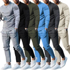 Herren nan athletisches Longsleeve- und Nahtdetail-Jogginghose-Set mit schlanker Passform R&B