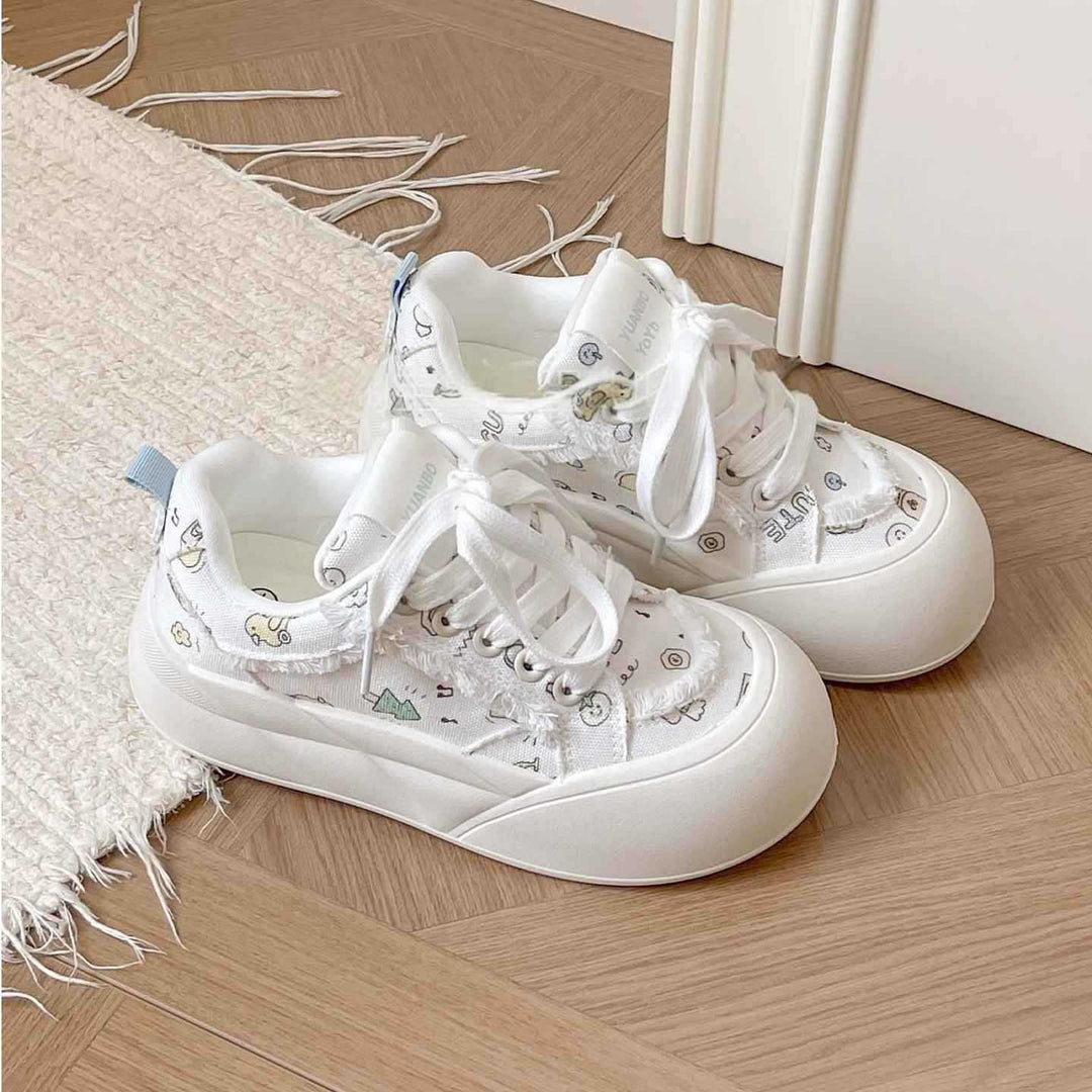 Damen Modische Freizeitsneaker mit floralem Design und komfortabler Sohle R&B