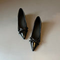 Damen elegante spitze Pumps mit Schleifenakzent