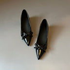 Damen elegante spitze Pumps mit Schleifenakzent