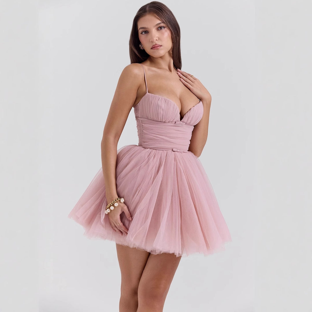 Damen Verspielt geschnittenes Tüllkleid mit verstellbaren Trägern und einer schwingenden Silhouette R&B