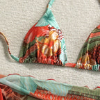 Damen Florales Bikini-Set mit Kombination aus Oberteil und Wickeltuch R&B