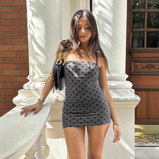 Damen Figurbetontes Minikleid mit Punkten und elastischem Material R&B