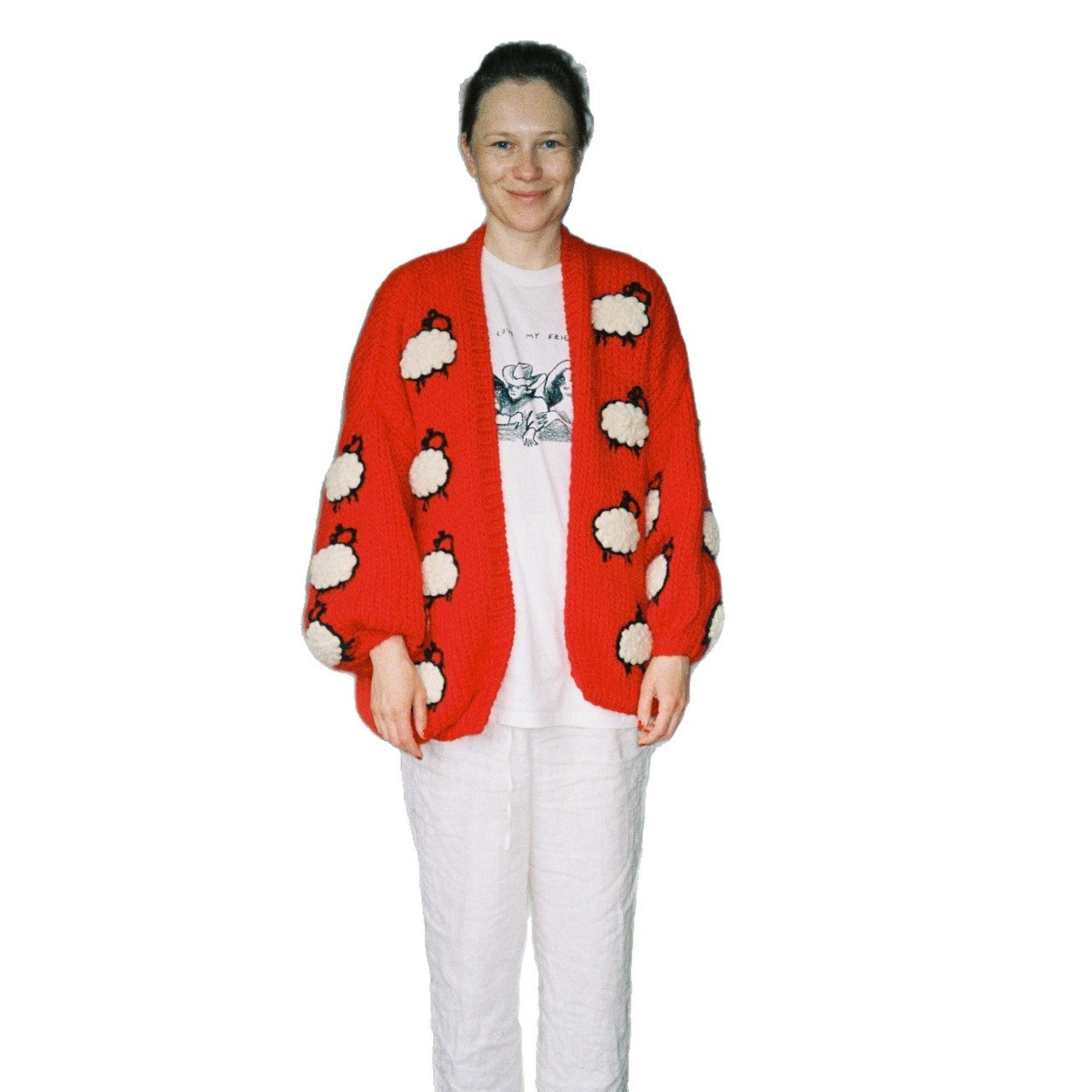 Damen Strickjacke mit einzigartigem Schafdesign und lässigem Schnitt R&B