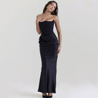 Damen Langärmliges Abendkleid mit strukturiertem Oberteil und elegantem Rüschenbund R&B