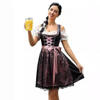 Damen nan traditionelles Dirndlkleid mit Herzausschnitt, korsettähnlicher Schnürung und kariertem Schürzenrock R&B
