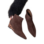 Damen Ankle Boots mit eleganter spitz zulaufender Form und tierischem Akzent
