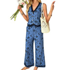 Damen Zweiteiliges Set mit floralem Muster und kontrastierenden Details R&B