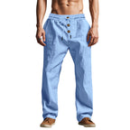 Herren nan Relaxhose im Leinenlook mit dekorativer Knopfleiste und Tunnelzugbund R&B