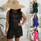 Damen transparenter Strandüberwurf mit verspielten Trägern R&B