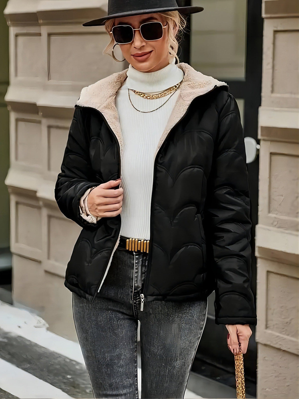 Damen platzsparende und warme Winterjacke R&B