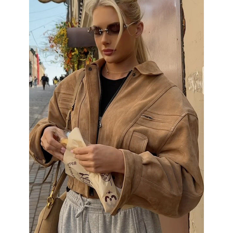 Damen Kunstleder-Windjacke mit tailliertem Schnitt und innovativen Details R&B