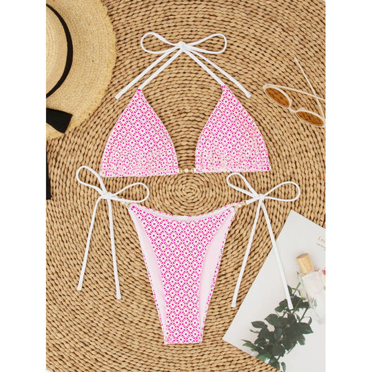 Damen Triangelbikini mit raffinierten Schleifen und modischem Punktmuster R&B