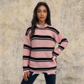 R&B | Pullover Pullover Übergröße Fit Gestrickte Wolle Kontraststreifen Fransen Saum