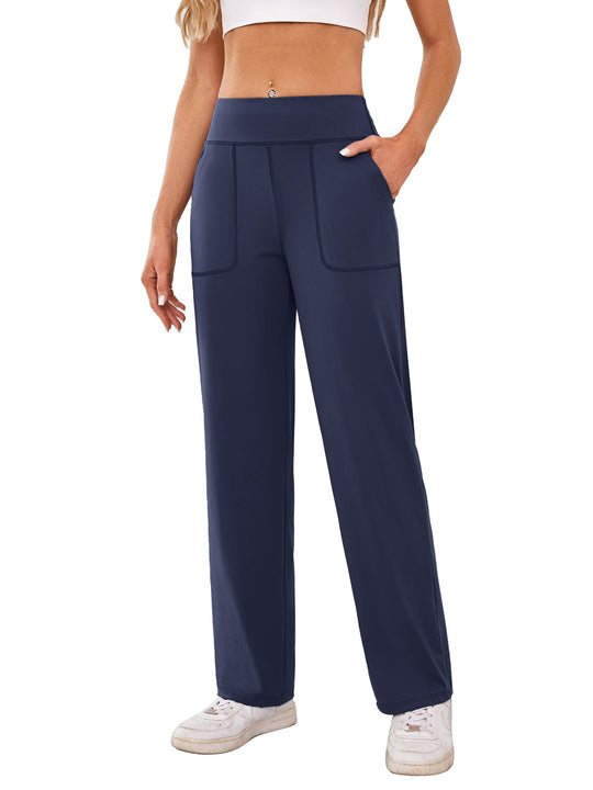 Damen bequeme Freizeithose mit seitlichen Taschen und elastischem Bund R&B