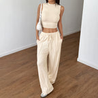 Damen Modisches Crop-Top mit lockerer Hose R&B