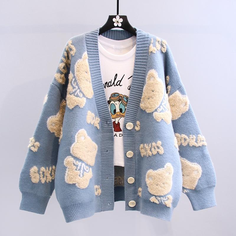 Damen Kuscheliger Cardigan mit Bärenmotiv R&B