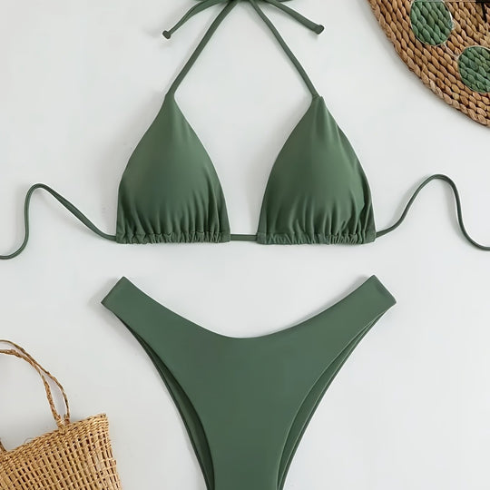 Damen Triangel-Bikini-Set mit gerafftem Design R&B