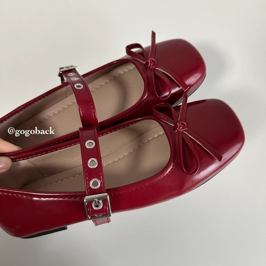Damen Ballerinas mit dekorativem Schleifenakzent und verstellbarem Riemen R&B