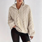 Damen kuscheliger Fleece-Pullover mit hochgeschlossenem Kragen und Reißverschluss R&B